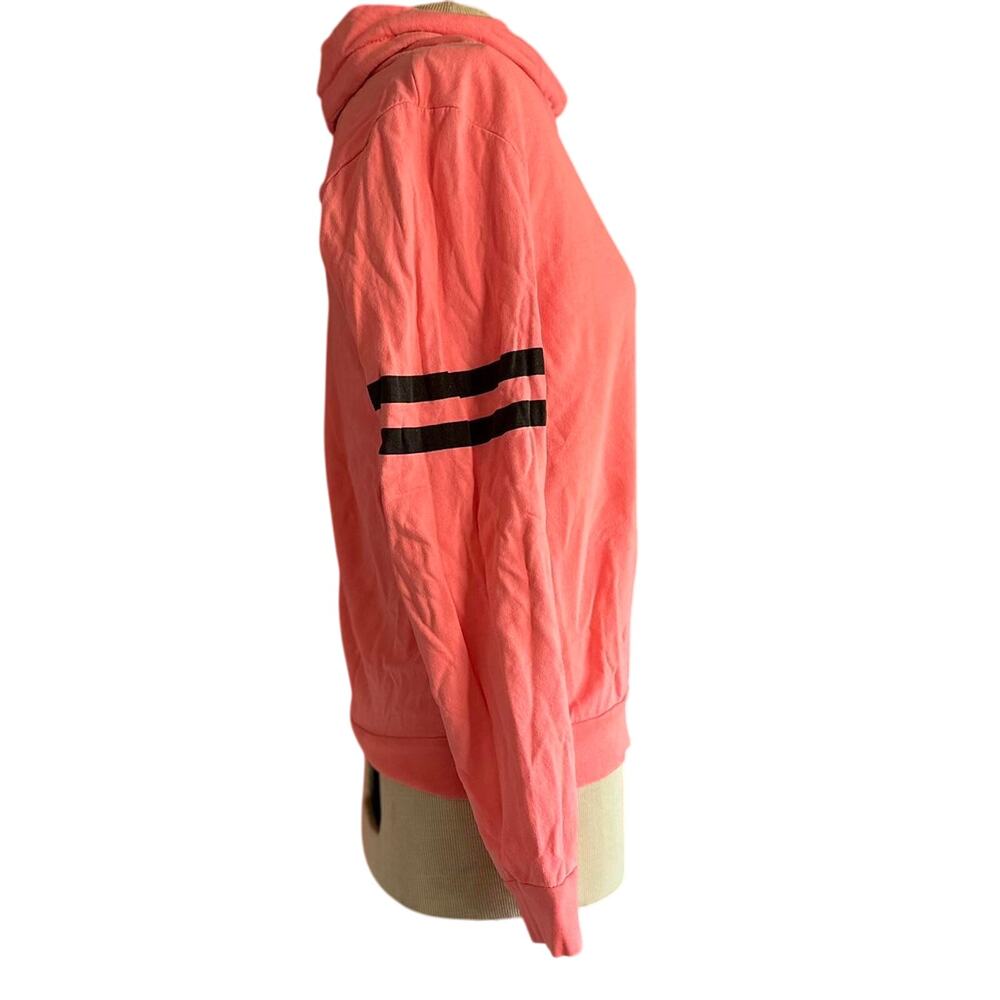 Womens Sweatshirt Size Large Coral Pink Retro Vibe Cowl Neck Workout Outdoor Gym - Picture 3 of 7